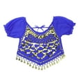 thumbnail image 4 of vastwit Womens Belly Dance Costume Crop Top Chiffon Harem Pants with Hip Scarf Headscarf Sets Royal Blue One Size, 4 of 7