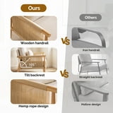 Ktaxon Accent Chair, Solid Wood and Jute Rope Armrests Armchair, Single sofa with Lumbar Pillow for Living Room Bedroom Office Off White - Walmart.com