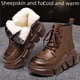 thumbnail image 4 of Botas de nieve de piel para mujer, botas de invierno de piel auténtica, de lana y algodón, botas Martin de suela gruesa, botas cortas para mujer, botas gruesas y cálidas de algodón, 4 of 5