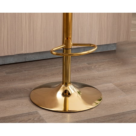 Guyou Swivel Adjustable Bar Stools Set of 2, Velvet Counter Height Barstools with Petal Back and Gold Footrest, Modern Counter Bar Height Stool Chairs for Kitchen Island Bar Cafe, Cream