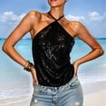 thumbnail image 5 of Bibifish Womens Tank Tops Crisscross Halter All Over Sequin Draped Front Summer Sleeveless Camisole Slim Fit Nightclub Party Tops, 5 of 8