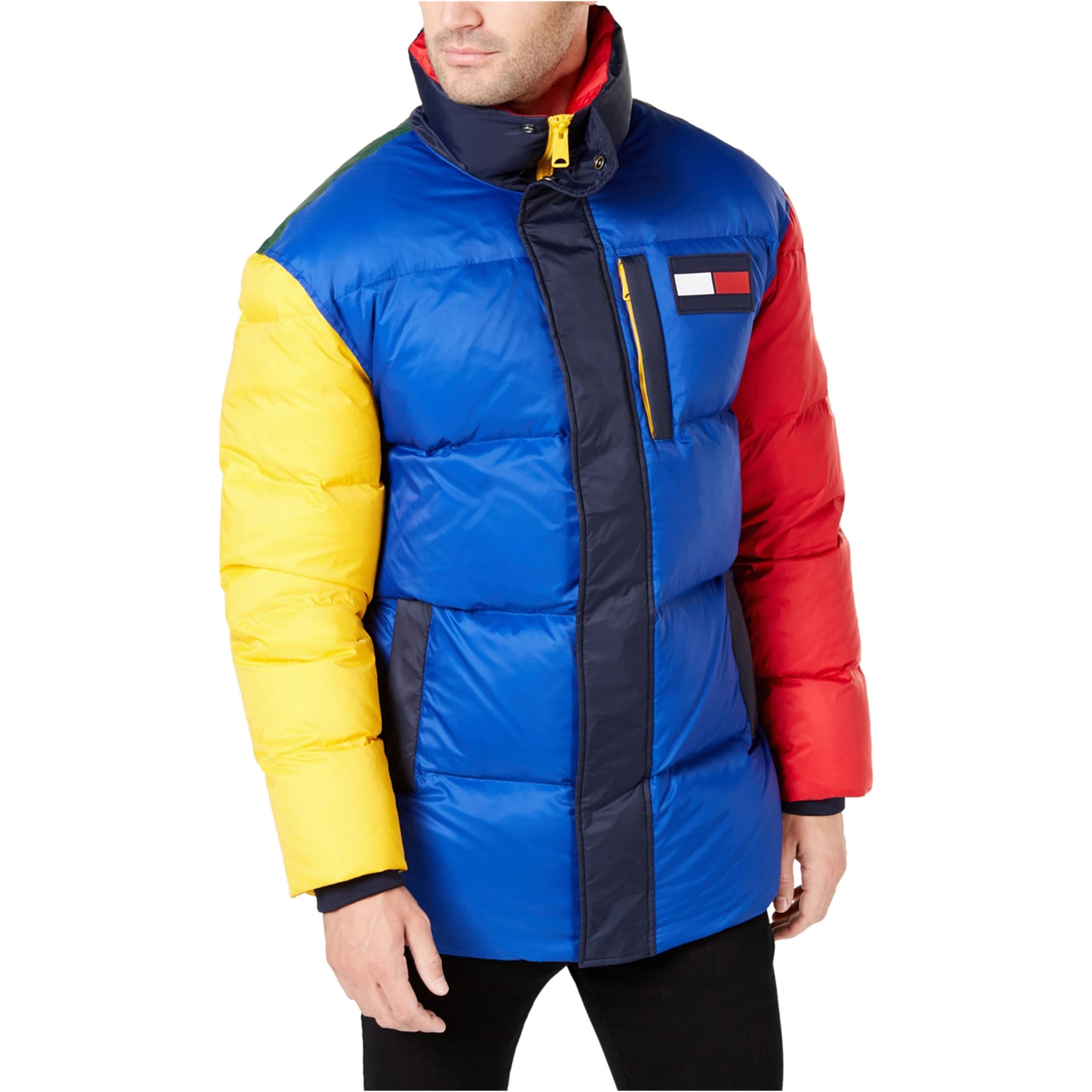 tommy hilfiger color block puffer jacket