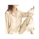 thumbnail image 2 of VISgogo Pijamas para Mujer, Decoración de Plumas, Manga Larga, Cuello de Solapa con Botones, Tops + Pantalones, Conjunto de Pijama VISgogo moda, 2 of 9