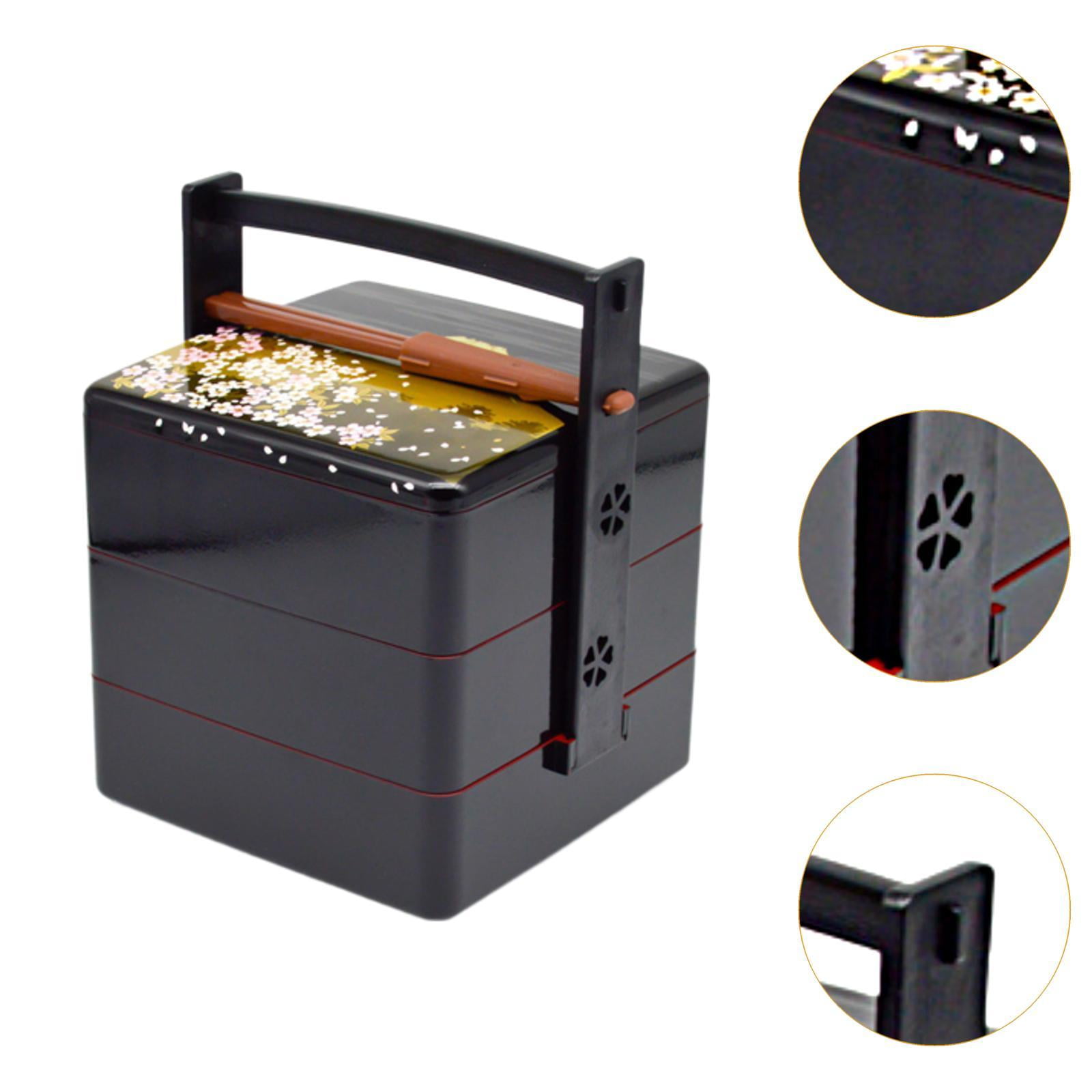 Fiocias Bento Box Sushi Box Sqaure with Handle Stackable Snack Serving Japanese Styles 3
