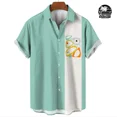 thumbnail image 3 of Camisa de hombre con estampado de flamencos, informal, con estampado 3D, con botones de solapa, para verano, estilo hawaiano, informal, tallas S a 5XL, 3 of 5