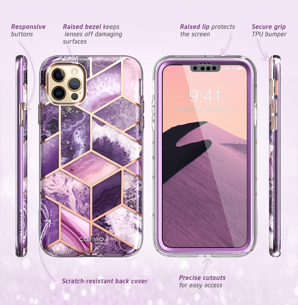 i-Blason Cosmo Series iPhone 13 Pro Max Case 6.7 inch (2021 Release), Slim Full-Body Stylish Protective Case for iPhone 13 Pro Max with Built-in Screen Protector (Ameth)