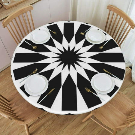 

Dashed Geometric Shape Design Abstract White and Black Decorative Circular Table Cover for Parties and Outdoor 57 -66 24jl19caA80