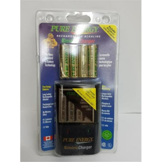 Pure Energy EC464 Enviro Charger Battery Charger with 4 AA Pure Energy Rechargeable Alkaline Batteries