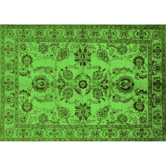 Ahgly Company Indoor Rectangle Oriental Green Industrial Area Rugs, 7' x 10'