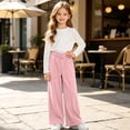 thumbnail image 6 of LUGOGNE Girls Corduroy Pants with Pockets - Elastic Waist Straight Leg Casual Sweatpants Kids Clothing Pink,Size 12, 6 of 8