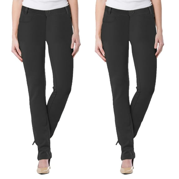 2-Pack Women's Super Stretchy Slim Fit Ponte Pants