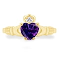 thumbnail image 2 of AFFY Heart Cut Simulated Alexandrite & Cubic Zirconia Claddagh Ring In 14k Yellow Gold Over Sterling Silver Jewelry Gift For Her Ring Size-12, 2 of 6