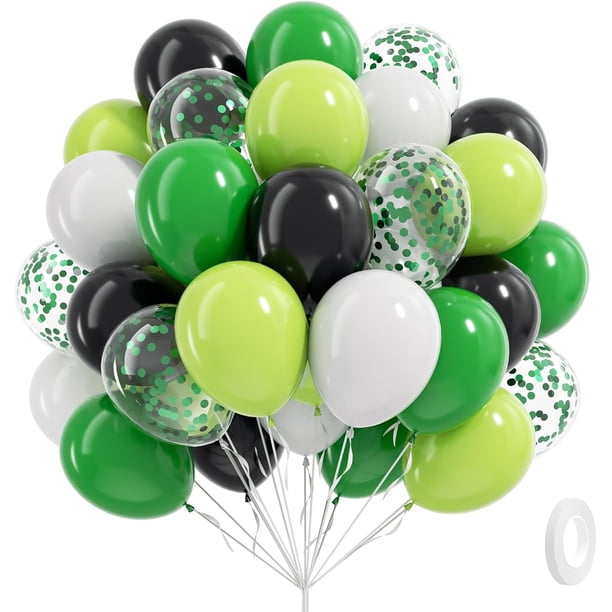 Yanonmyfd Sage green Balloons, 60pcs 12inch Sage green Sand White Metallic Gold Confetti Balloons for Boho Birthday Wedding Bridal Baby Shower Engagement Party Decorations,Green Black Red