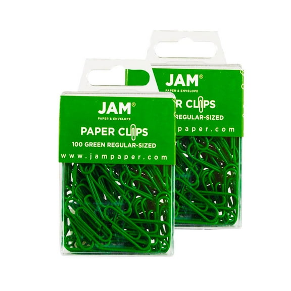 JAM Paper Standard Paper Clips, Green, 2/Pack, Small 1
