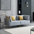 thumbnail image 1 of Love Seats Sofa, Mid Century Sectional Fabric Sofa, Modern Couch Upholstered Sofas with 2 Pillows, Comfortable Cushions, Metal Legs, High End Fabric Loveseat Sofa Couch for Small Spaces, Gray, Q16960, 1 of 9