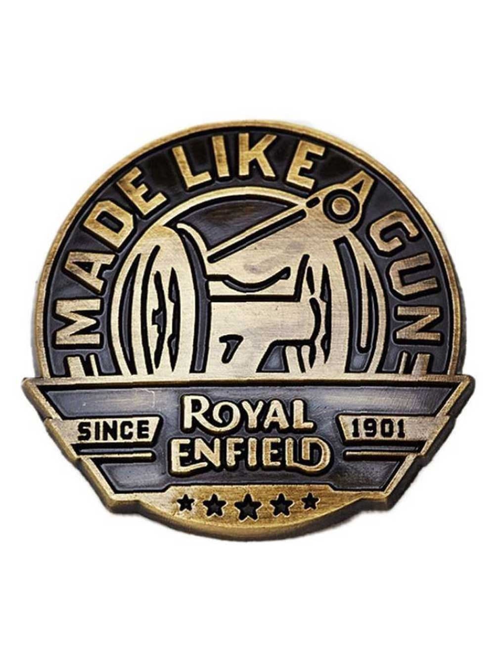Royal Enfield Made Like Gun Pin Badge Brushed Antique Brass, 1 inch
