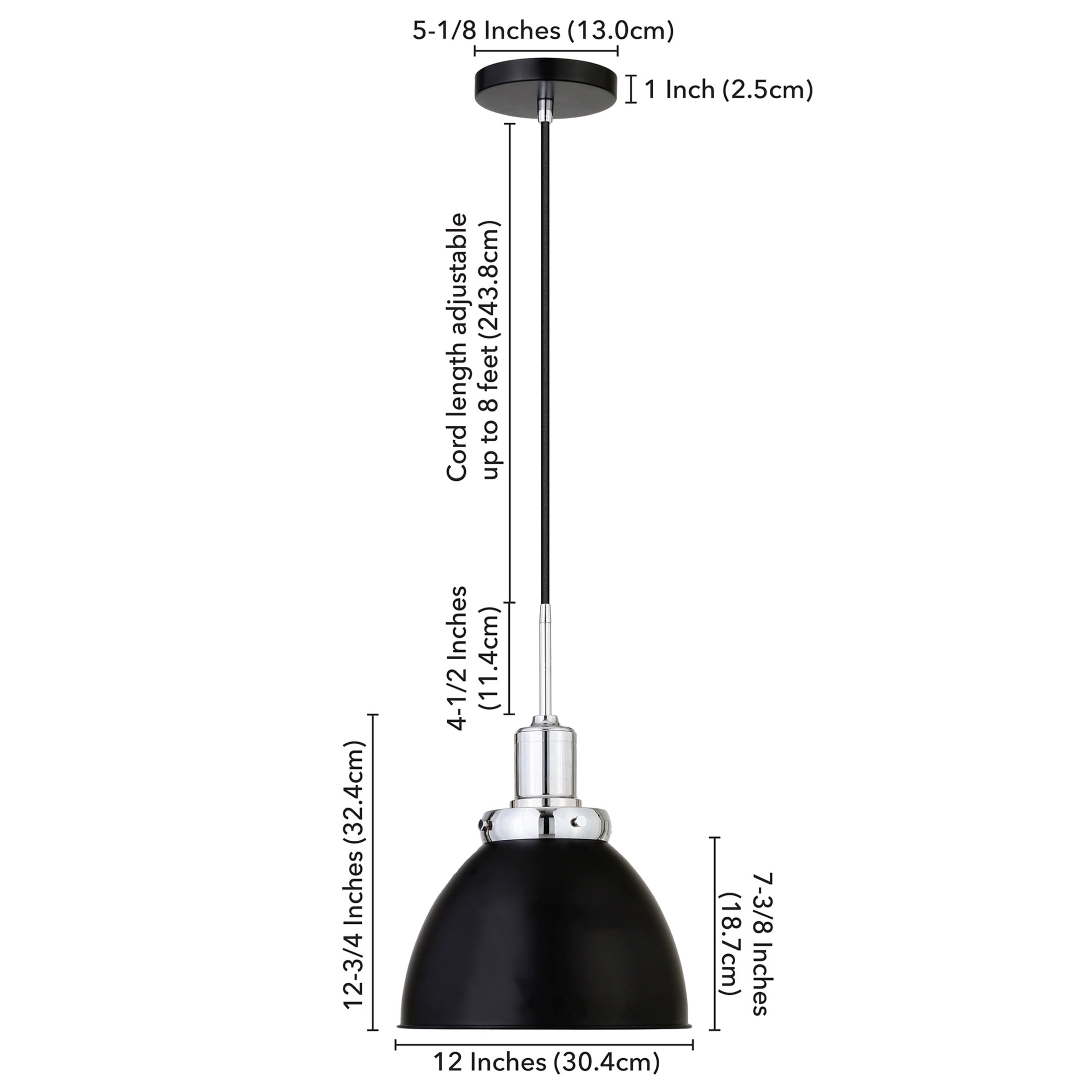 Evelyn&Zoe 12" Blackened Bronze/Polished Nickel Metal Pendant