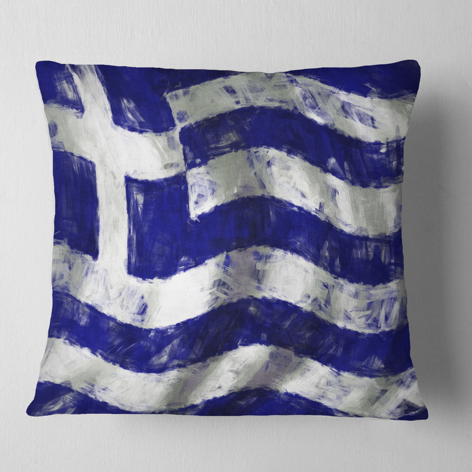 Designart Flag of Greece - Contemporary Throw Pillow - 18x18
