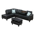 thumbnail image 3 of Kingfisher Lane 2 Piece Transitional Faux Leather Sectional Sofa Set with Storage Ottoman, Black, 3 of 17