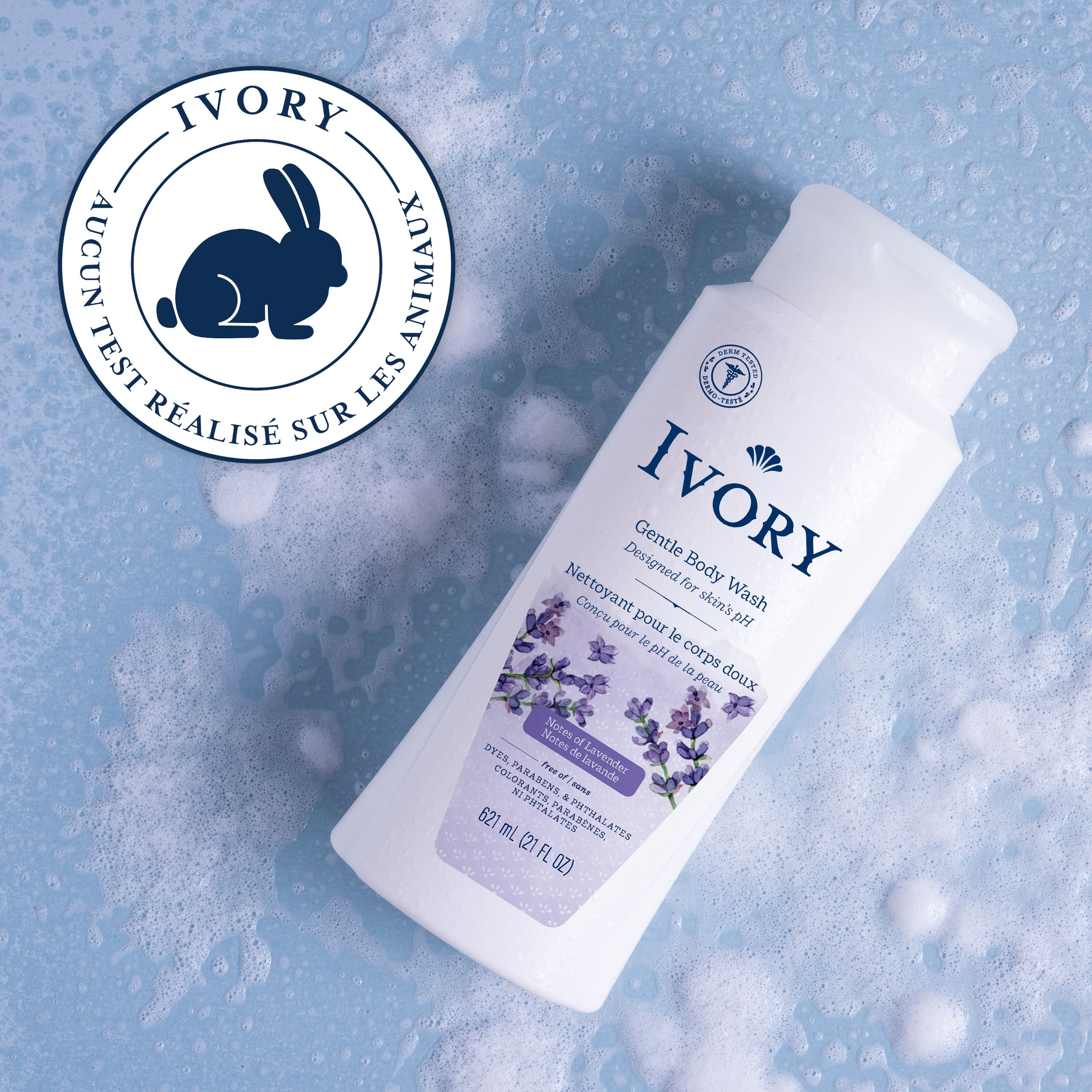 Ivory Mild & Gentle Body Wash, Lavender Scent, 621ML