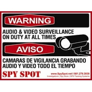Spy Spot X Large 15" x 12" Audio & Video Surveillance Stickers Vinyl UV Resistant Weatherproof CCTV English and Spanish Decals Set of 2