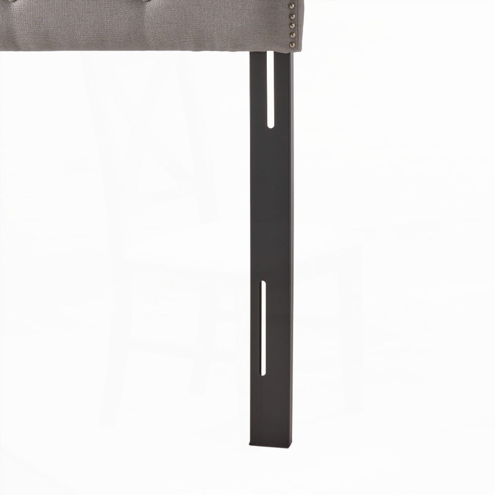 Queen Size Headboard in Tufted Upholstery, Solid Wood & Durable Metal Legs, Adjustable Height & Nailhead Accents, Modern Design