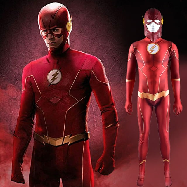 The Flash DC Same Style Cosplay Tights Halloween Costume, Lycra & Cotton, Sizes XS-XXXL, Unisex