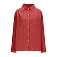 thumbnail image 4 of Faux Linen Shirts Women Summer Tops for Women 2025 Collared Long Sleeve Going Out Shirt Polyester Vacation Button Down Casual Business Tops, 4 of 6