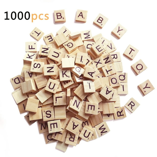 Greensen 100pcs Wood Scrabble Tiles Letters Alphabet Pieces Numbers Pendants Spelling, Scrabble Letters for Crafts, DIY Wood Gift Decoration, Making Alphabet Coasters and Scrabble Crossword Game