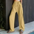 thumbnail image 1 of AherBiu Womens Pants Trendy High Waisted Drawstring Wide Leg Trousers Straight Leg Loose Solid Color Casual Pants with Pockets, 1 of 9