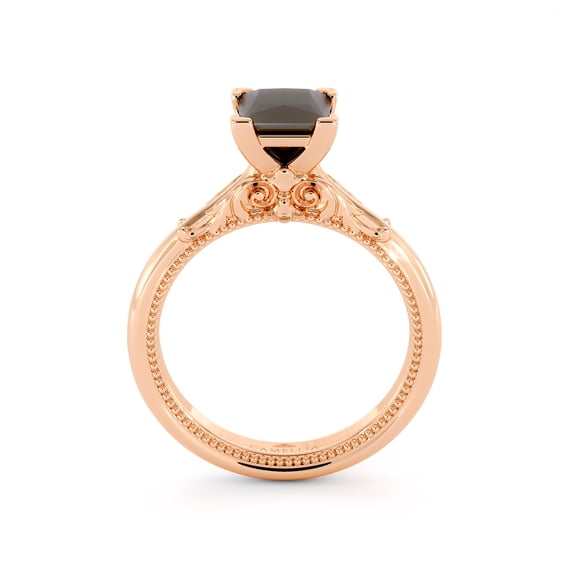 Black Diamond Victorian Engagement Ring