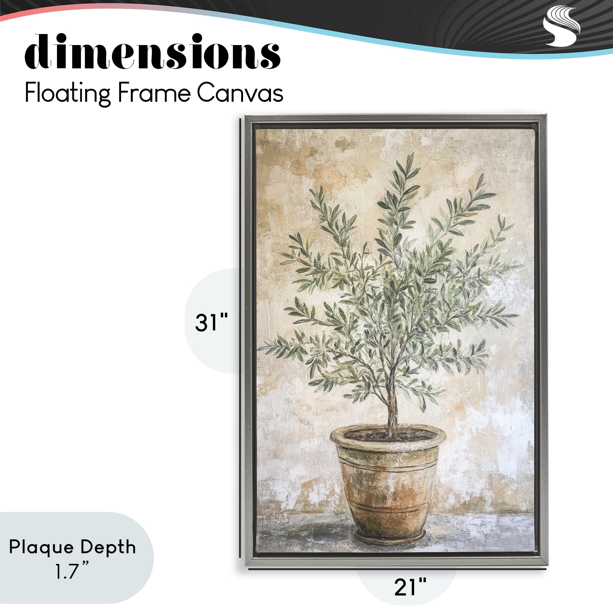 Stupell Industries Mediterranean Potted Olive Gray Framed Floater Canvas Wall Art, design by Petal Prints Design