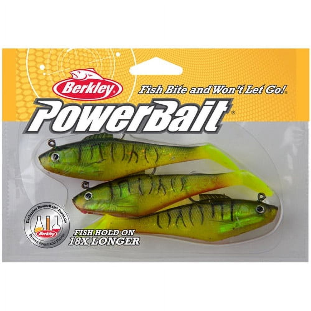 Berkley PowerBait Pre-Rigged Swim Shad Fishing Bait, Firetiger, 4in | 10cm