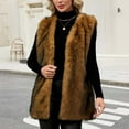 thumbnail image 6 of Women's Fashion Fall Winter Warm Faux Fur Vests Ladies Comfortable Open Front Cardigan Jacket Solid Color V Neck Casual Outerwear Sleeveless Vests Coat Top Cozy Soft Vests for Women, 6 of 7