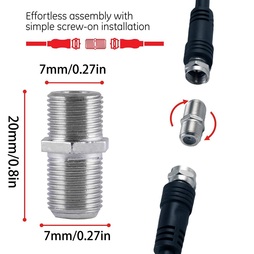 40Pcs Coax Cable Extension Adapters, Coax Twist-On Adapter, Male to Female Coaxial Cable Screw On Connector for TV-Box Radio
