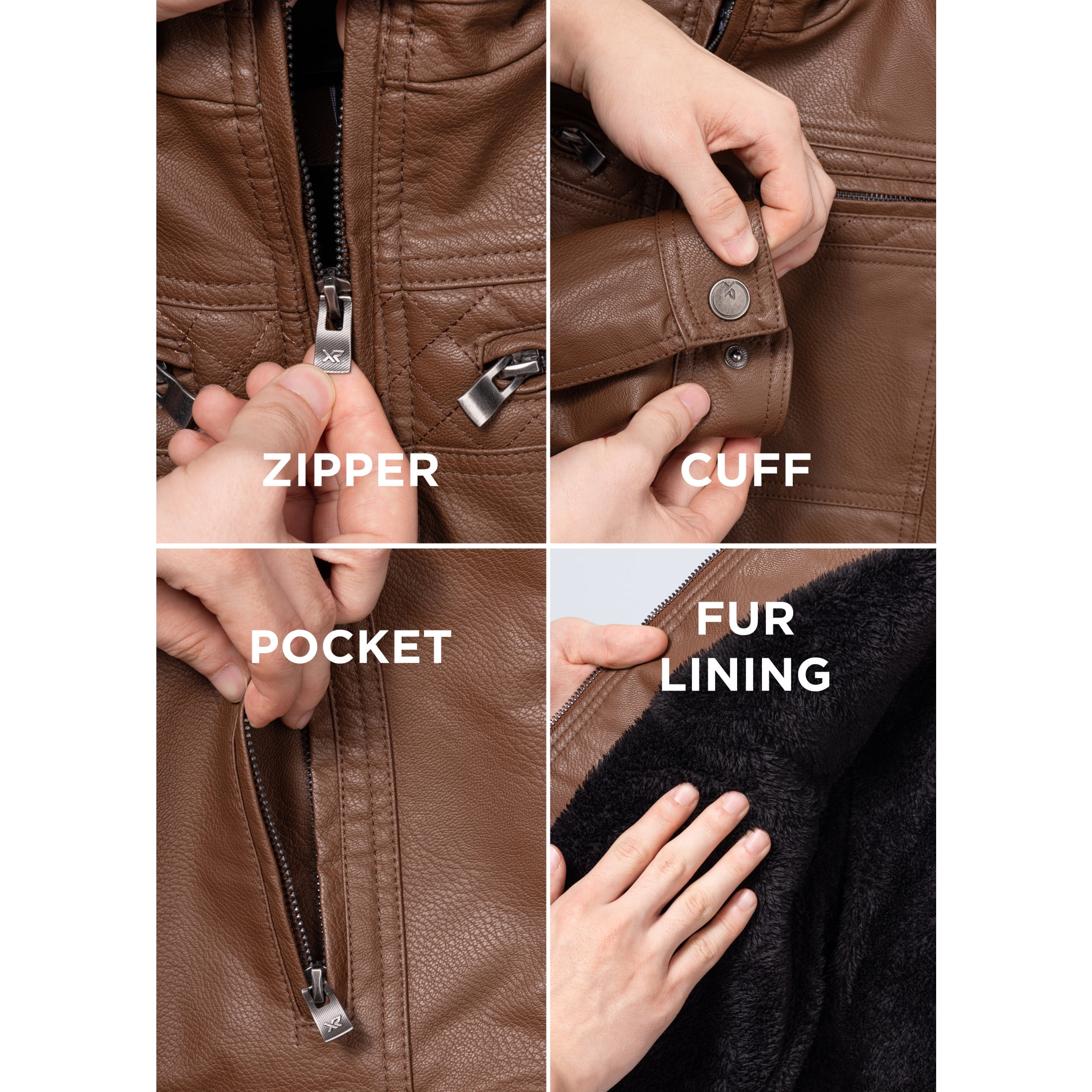 X RAY Teen Faux Leather Jacket for Fall & Winter (S - XL), Kids Outerwear Coat, Motorcycle PU Leather Jacket for Boys, Tan, XL