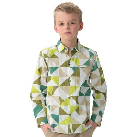 Poplin Check Shirt - Leo&Lily Big Boys' Fashion casual England Classic fine poplin print check woven shirts