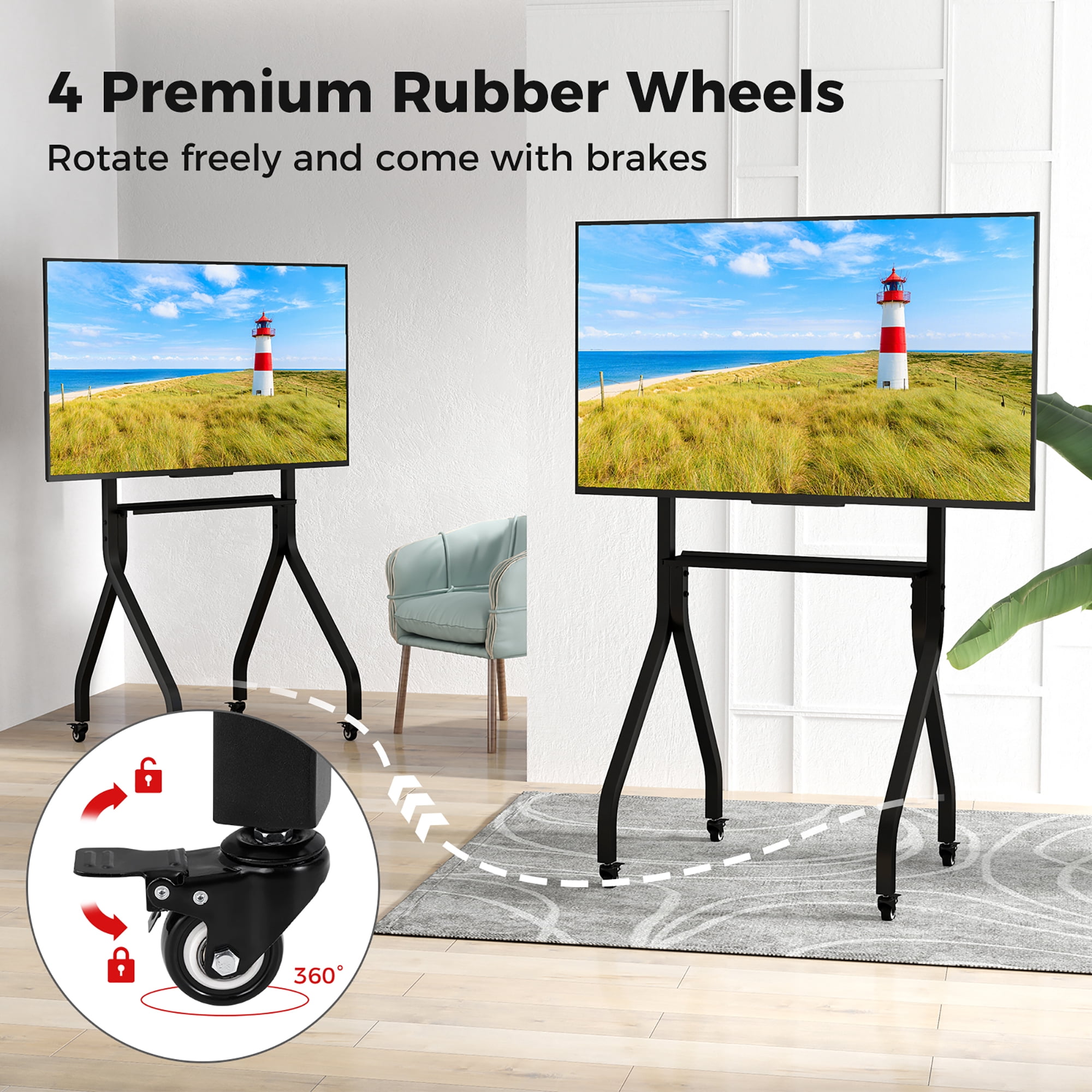 Gymax Mobile TV Stand Rolling TV Cart for 43''-100'' Flat/Curved Screens up to 110 lbs