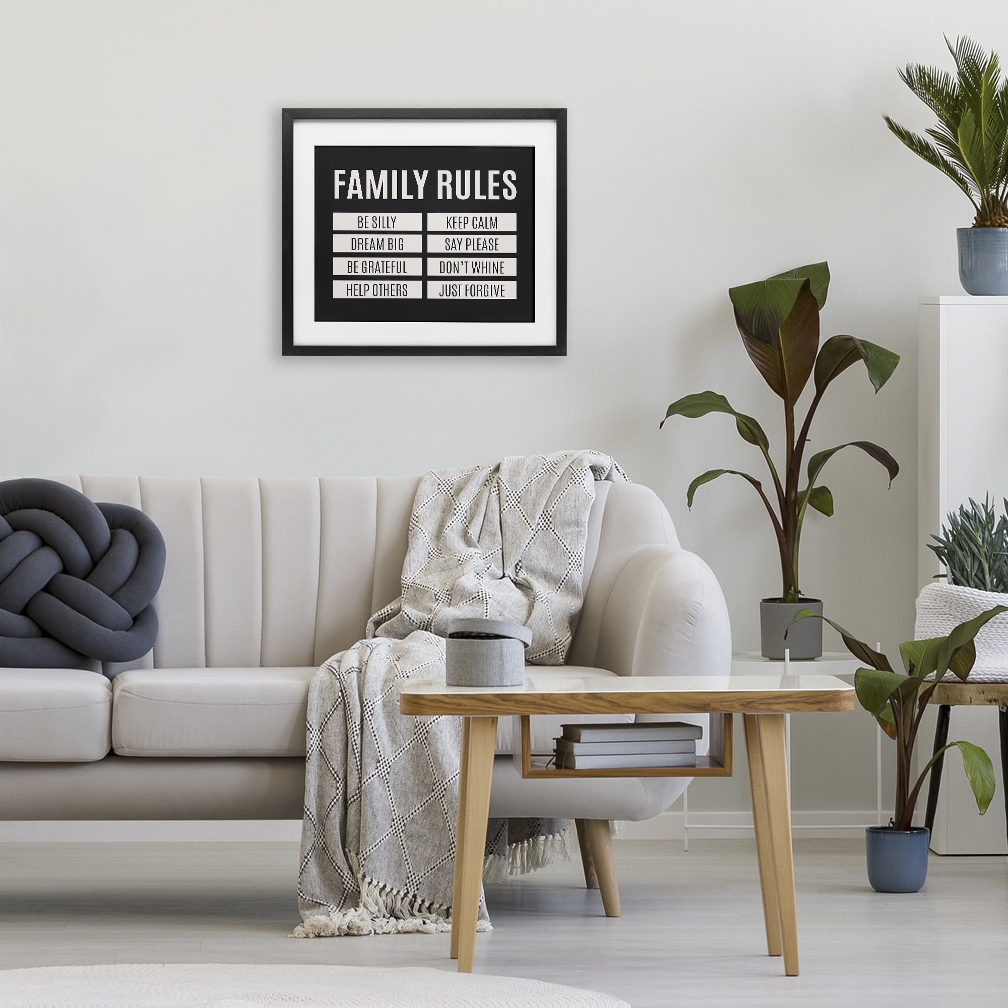Stupell Industries Family Rules Simple Black Black Framed Print Under Glass, design by SD Graphics Studio
