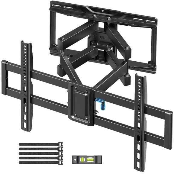 MountFTV Full Motion TV Mount Bracket for 42-85" TVs up to 132 lbs, Max 600x400mm, Swivel Articulating TV Wall Mount with Tool-Free Tilt, Fits 12" & 16" Wood Studs