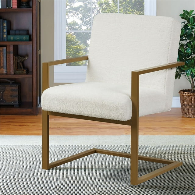 Lifestyle Solutions Leslie Stationary Chair in Cream Fabric Upholstery