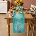 thumbnail image 2 of Turquoise Boho Table Runner - 90 Inch Long Oriental Abstract Motifs Traditional Bohemian Cotton and Linen Blended Dress Scarves Farmhouse Table Runner for Kitchen Dining, Coffee Table, 13" x 90", 2 of 8