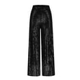 thumbnail image 5 of Dwaogom Women's Sparkle Sequin Wide Leg Pants Loose High Waisted Shiny Party Clubwear Bling Glitter Trousers, 5 of 7