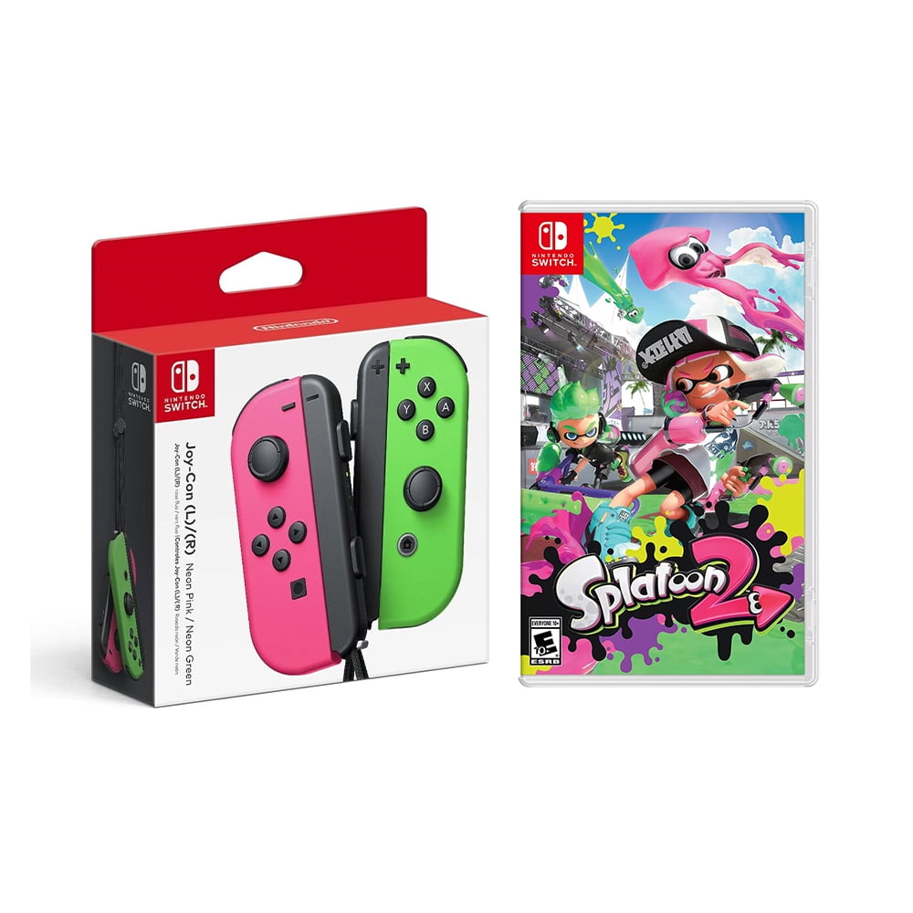 Nintendo Switch Joy Con L R Neon Red Neon Blue Splatoon 2 Game Disc Console Not Included Console Not Included Walmart Com