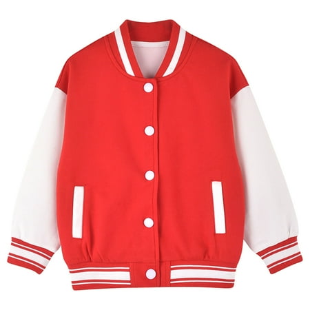 

Miluxas Kids Boys Varsity Jacket Clearance Baseball Jacket Casual Sport Cardigan Sweatshirt Red 3 Years(110)
