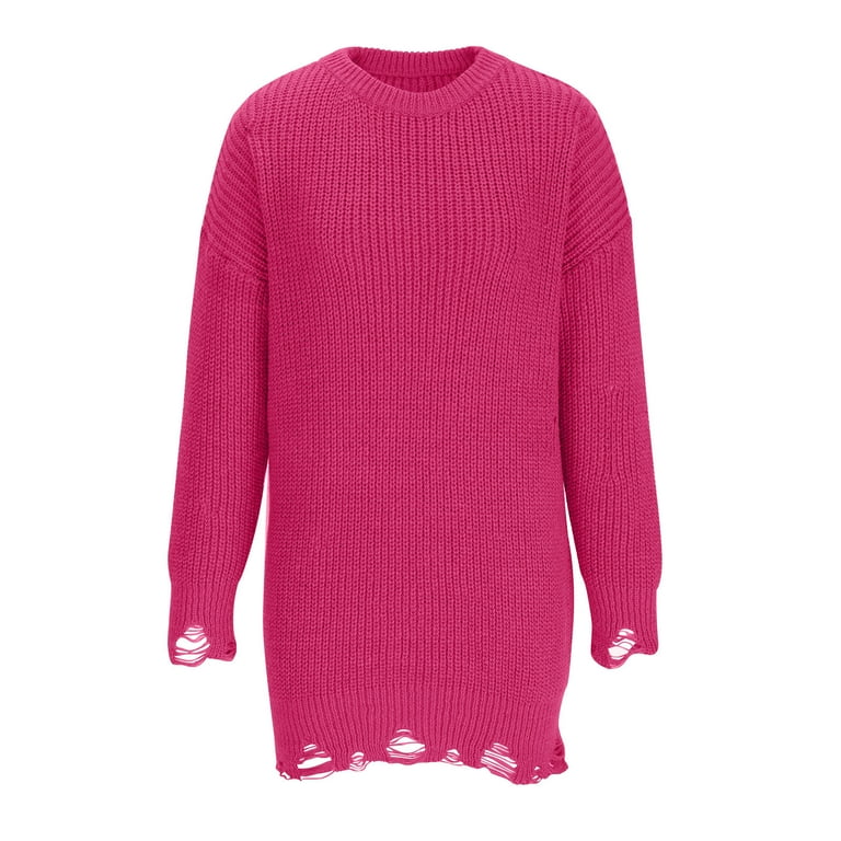 ripped oversized sweater dress Amazon European and American Women's V-Neck Checkered Long Knitted Dress  Loose Ripped Pullover Long Sweater Dress - Thick Sweater Women and Sweater  price