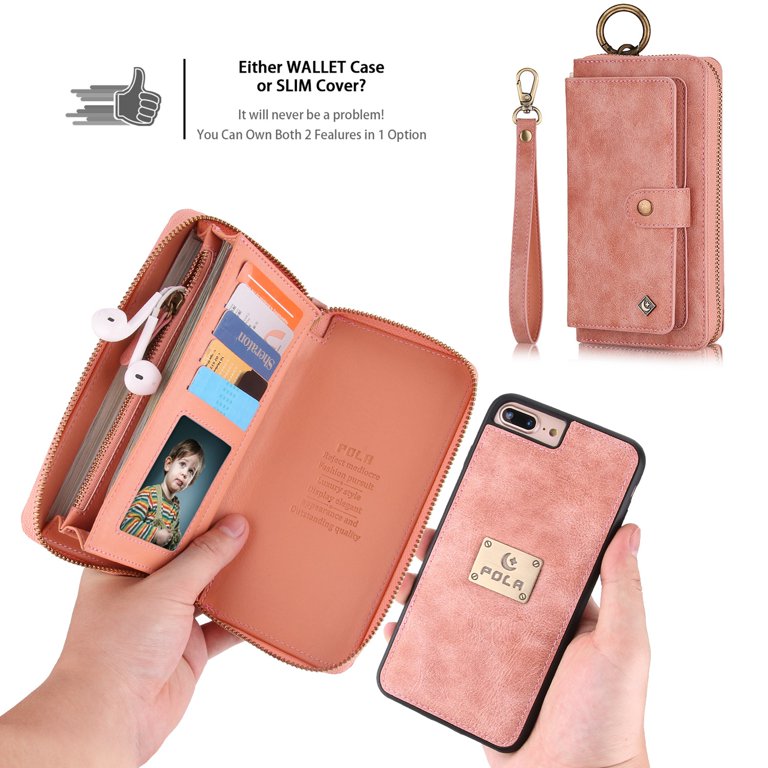Dteck for Apple iPhone 15 Plus Heavy Duty Case, Wallet Case MagSafe Compatible,with Card Holder Detachable Magnetic 2 in 1 for Women Men Flip Stand PU