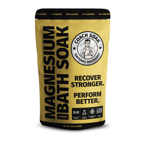 Coach Soak Recovery Bath Soak – Post-Workout Magnesium Flakes, Energizing Citrus, 32 oz