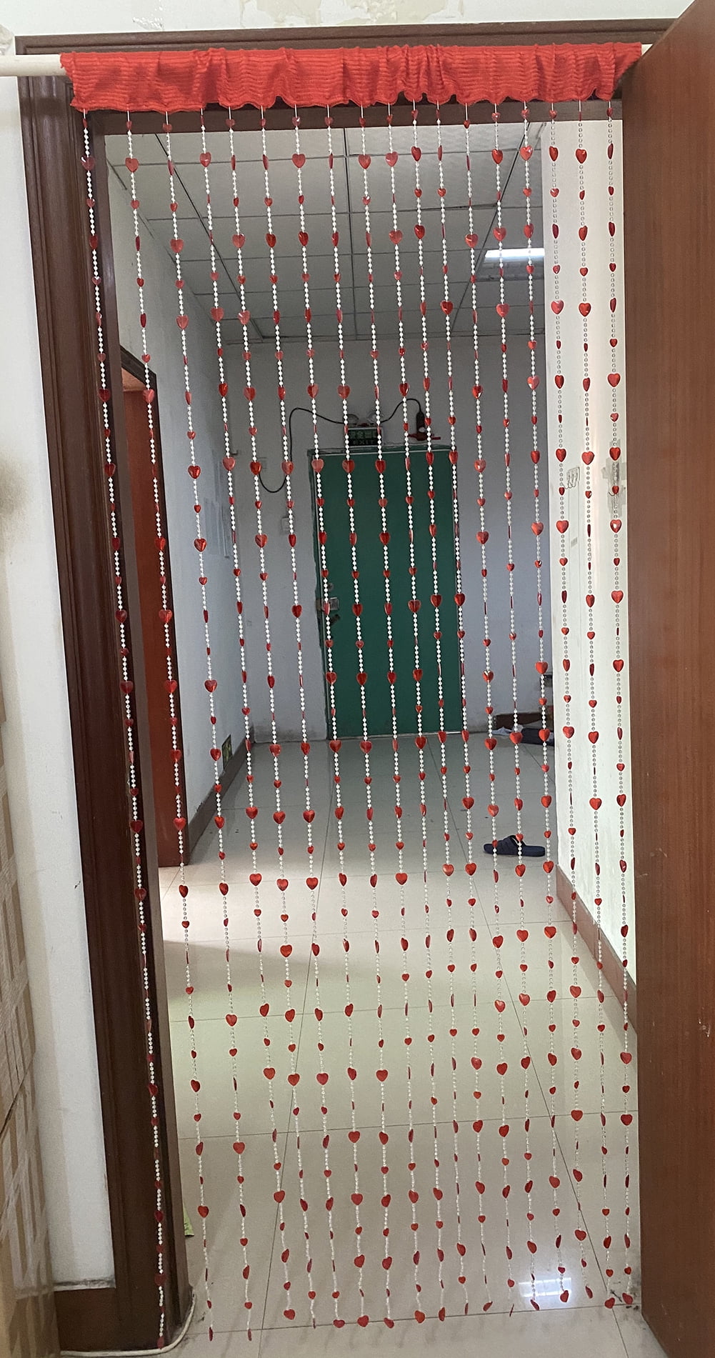 ZiDeTang 18 Rows Heart 100% Acrylic Beaded Heart Door Curtain Home Décor Tassel Room Divider Curtain for DoorwayColor Red Pack of 1