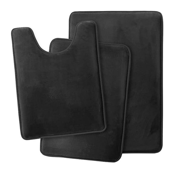 Set of 3 Bathroom Rugs Memory Foam Bath Mat Nonslip Toilet Mats Super Absorbent U-Shaped Foot Pad Carpets Machine Wash